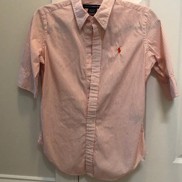 🟠 Ralph Lauren blouse, white and orange - Picture 1 of 2